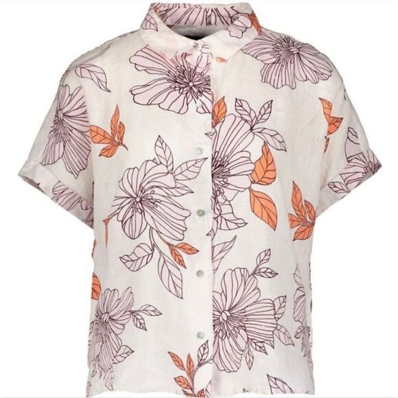 Rachel Roy 100% Linen Floral Top - Picture 9 of 9